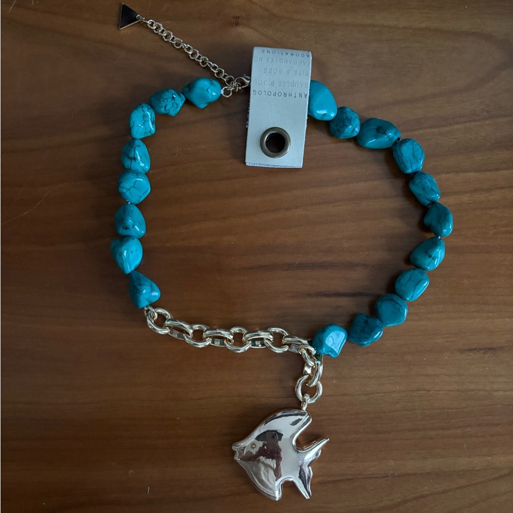 Anthropologie Turquoise Beaded Cluster Charm Necklace - Picture 9 of 10